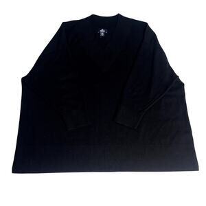 Lands' End 3X Black 100% Cashmere V Neck Sweater Women's 24W-26W Plus Size